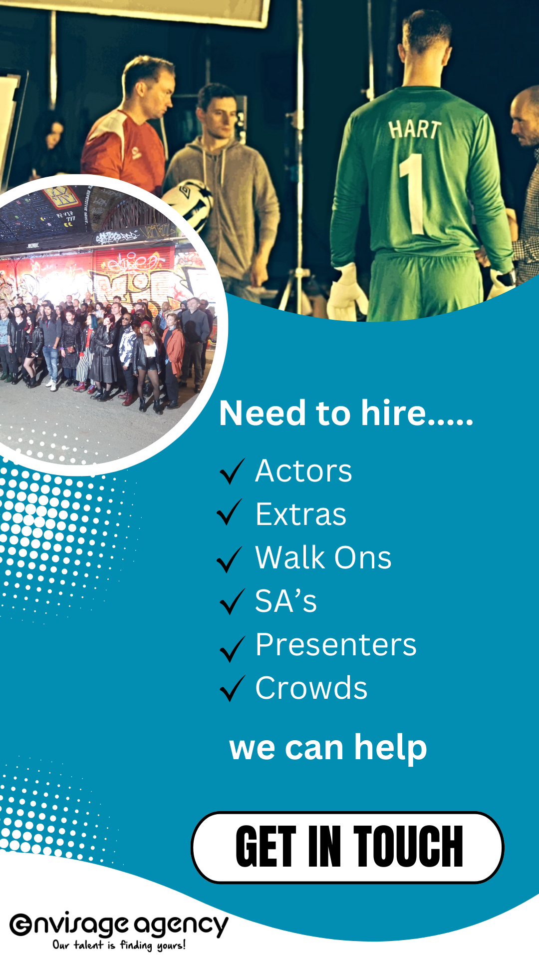 get in touch to hire actors and extras UK